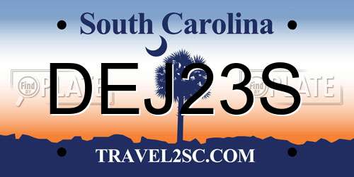 DEJ23S South Carolina License Plate