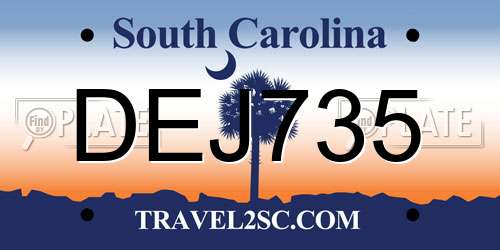 DEJ735 South Carolina License Plate