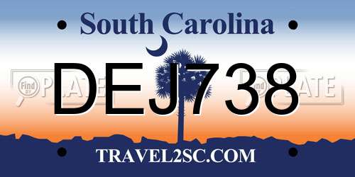 DEJ738 South Carolina License Plate