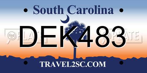 DEK483 South Carolina License Plate