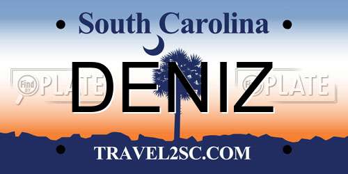 DENIZ South Carolina License Plate