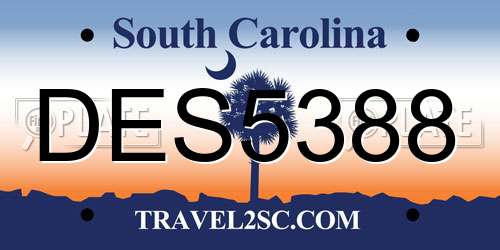 DES5388 South Carolina License Plate