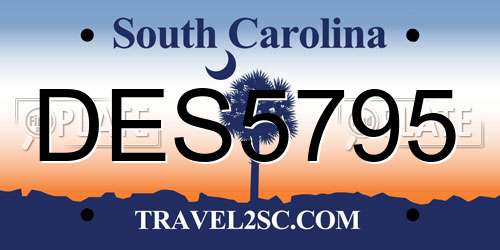 DES5795 South Carolina License Plate