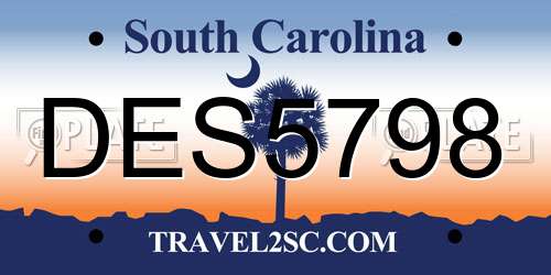 DES5798 South Carolina License Plate