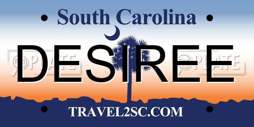 DESIREE South Carolina License Plate