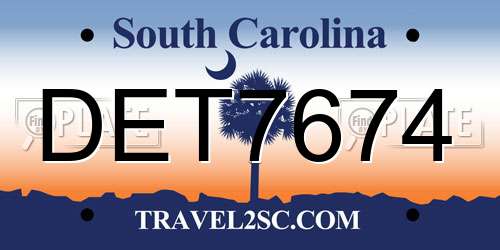 DET7674 South Carolina License Plate