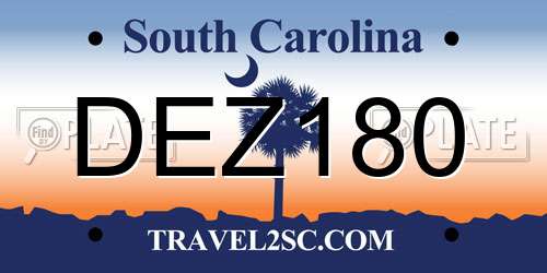 DEZ180 South Carolina License Plate