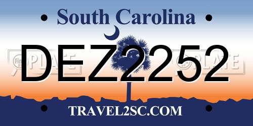DEZ2252 South Carolina License Plate