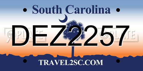 DEZ2257 South Carolina License Plate
