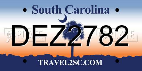 DEZ2782 South Carolina License Plate