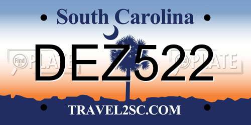 DEZ522 South Carolina License Plate