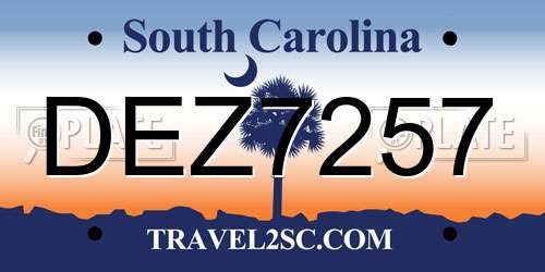 DEZ7257 South Carolina License Plate