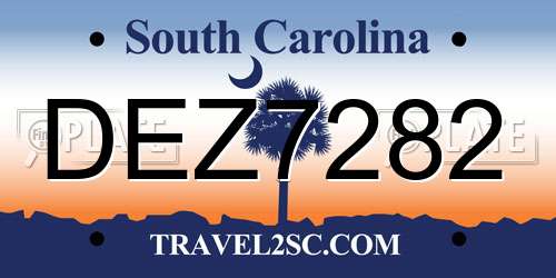 DEZ7282 South Carolina License Plate