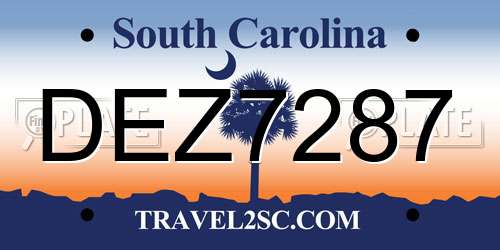 DEZ7287 South Carolina License Plate