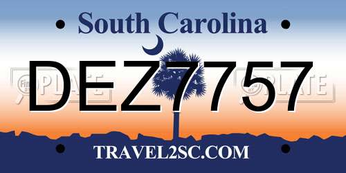 DEZ7757 South Carolina License Plate