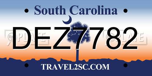 DEZ7782 South Carolina License Plate