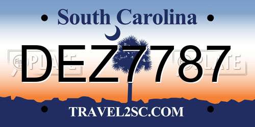 DEZ7787 South Carolina License Plate