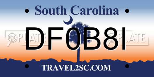 DF0B8I South Carolina License Plate