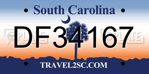 DF34167 South Carolina License Plate
