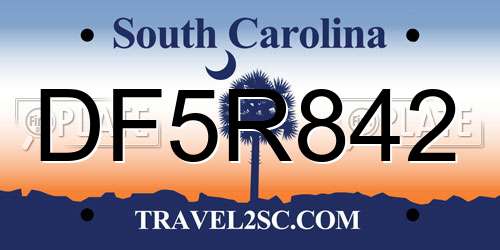 DF5R842 South Carolina License Plate