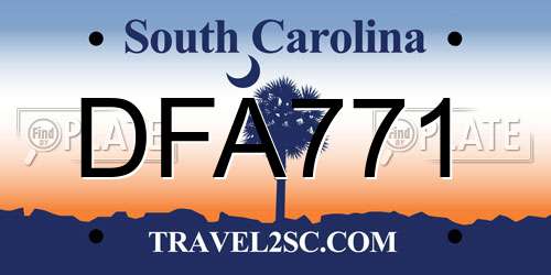 DFA771 South Carolina License Plate