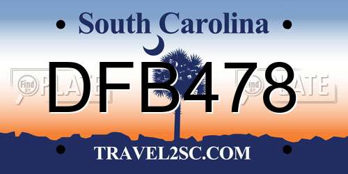 DFB478 South Carolina License Plate