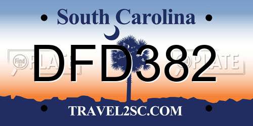 DFD382 South Carolina License Plate