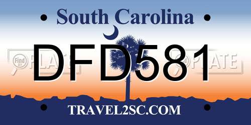 DFD581 South Carolina License Plate