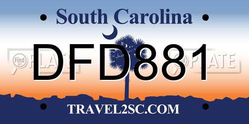DFD881 South Carolina License Plate