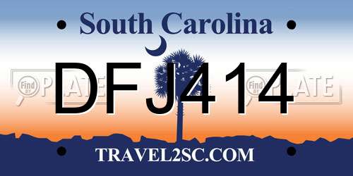 DFJ414 South Carolina License Plate