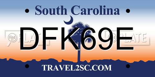 DFK69E South Carolina License Plate