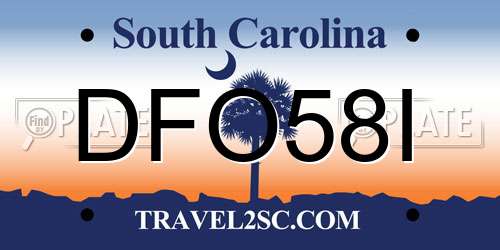 DFO58I South Carolina License Plate