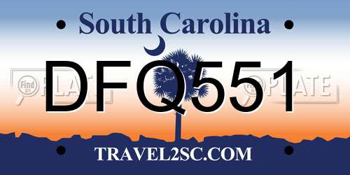 DFQ551 South Carolina License Plate