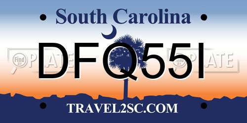 DFQ55I South Carolina License Plate
