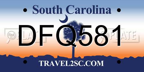 DFQ581 South Carolina License Plate