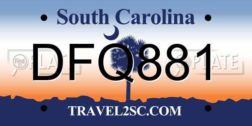 DFQ881 South Carolina License Plate