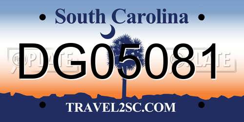 DG05081 South Carolina License Plate