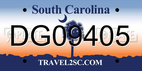 DG09405 South Carolina License Plate