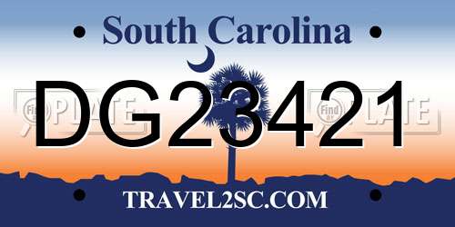 DG23421 South Carolina License Plate