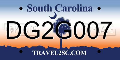 DG2G007 South Carolina License Plate
