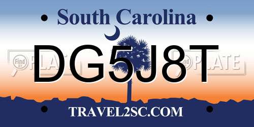 DG5J8T South Carolina License Plate