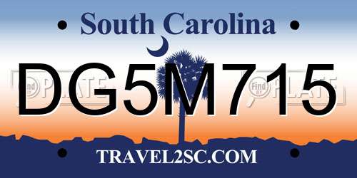 DG5M715 South Carolina License Plate