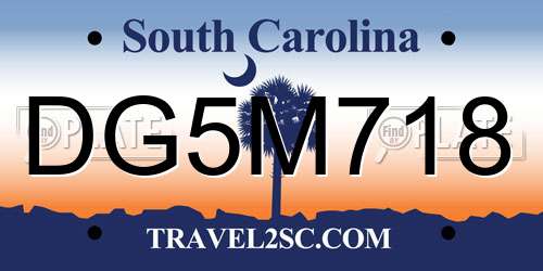 DG5M718 South Carolina License Plate