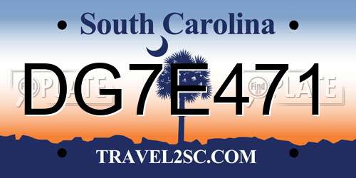 DG7E471 South Carolina License Plate