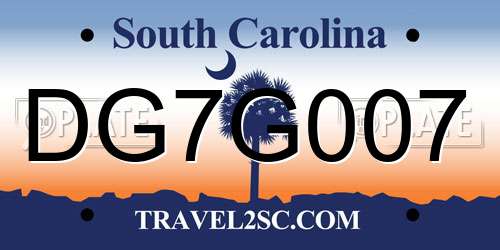 DG7G007 South Carolina License Plate