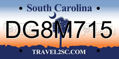 DG8M715 South Carolina License Plate