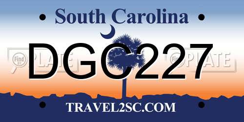 DGC227 South Carolina License Plate