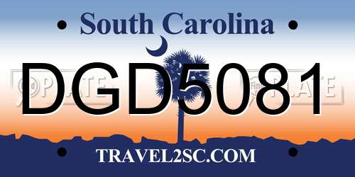 DGD5081 South Carolina License Plate