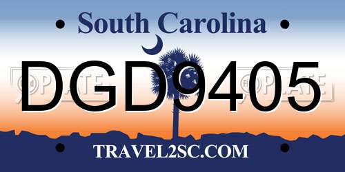 DGD9405 South Carolina License Plate