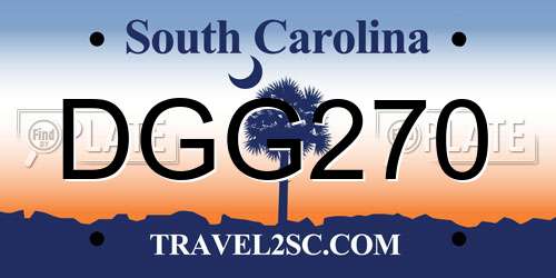 DGG270 South Carolina License Plate
